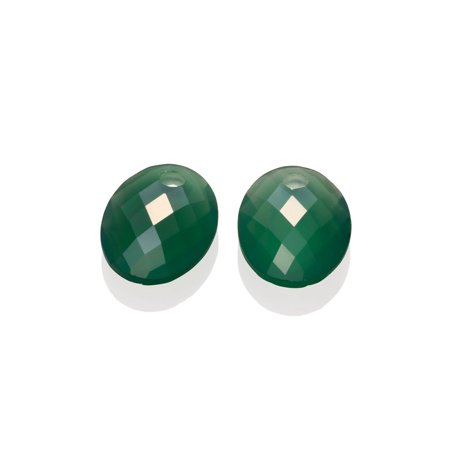 Earstones | Medium Oval - Green Onyx