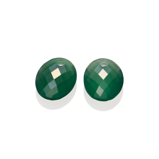 Earstones | Medium Oval - Green Onyx