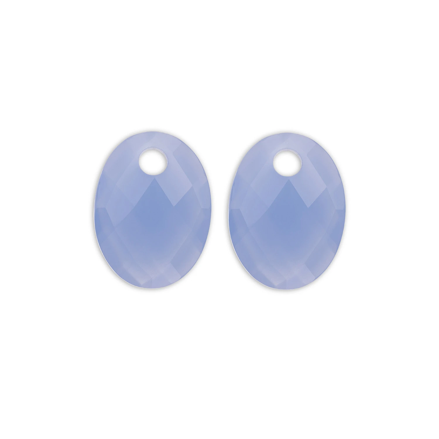 Earstones | Medium Oval - Milky Blue Jade