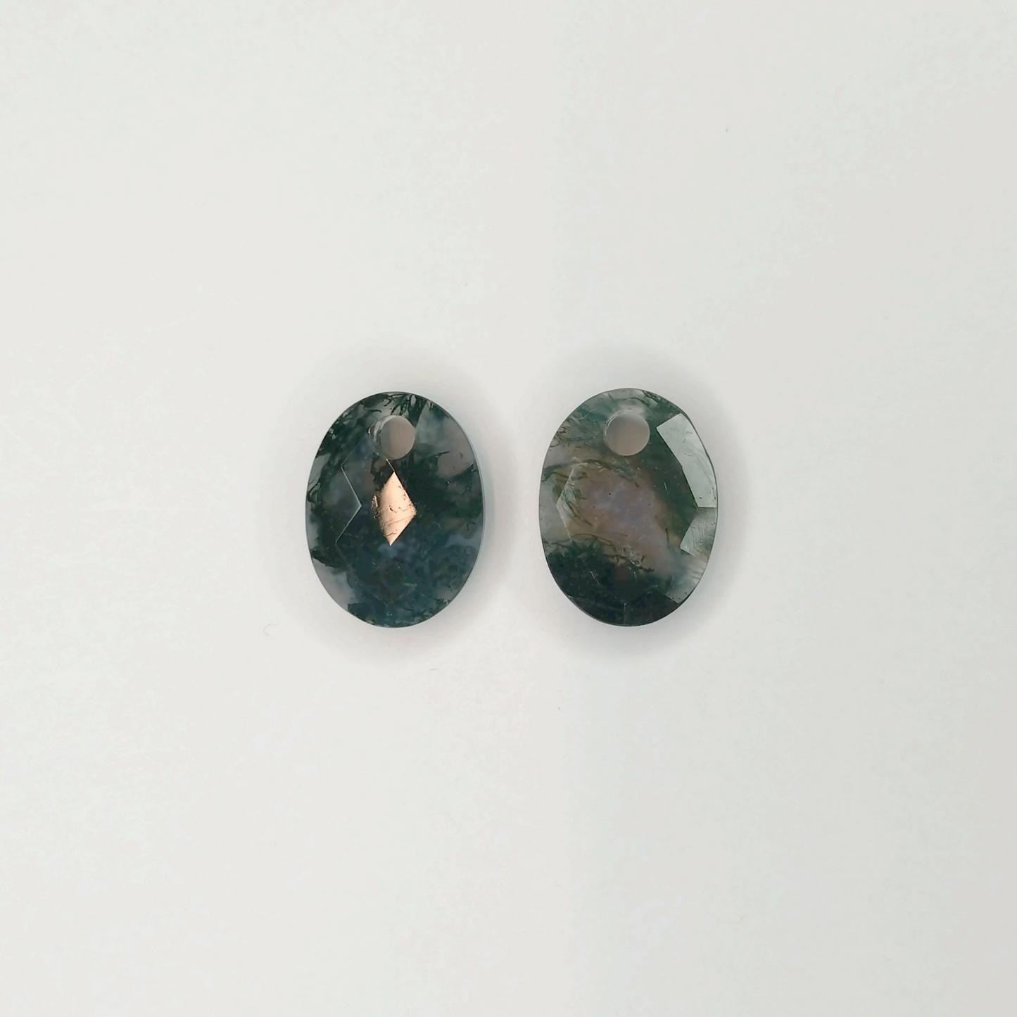 Earstones | Medium Oval - Moss Agate