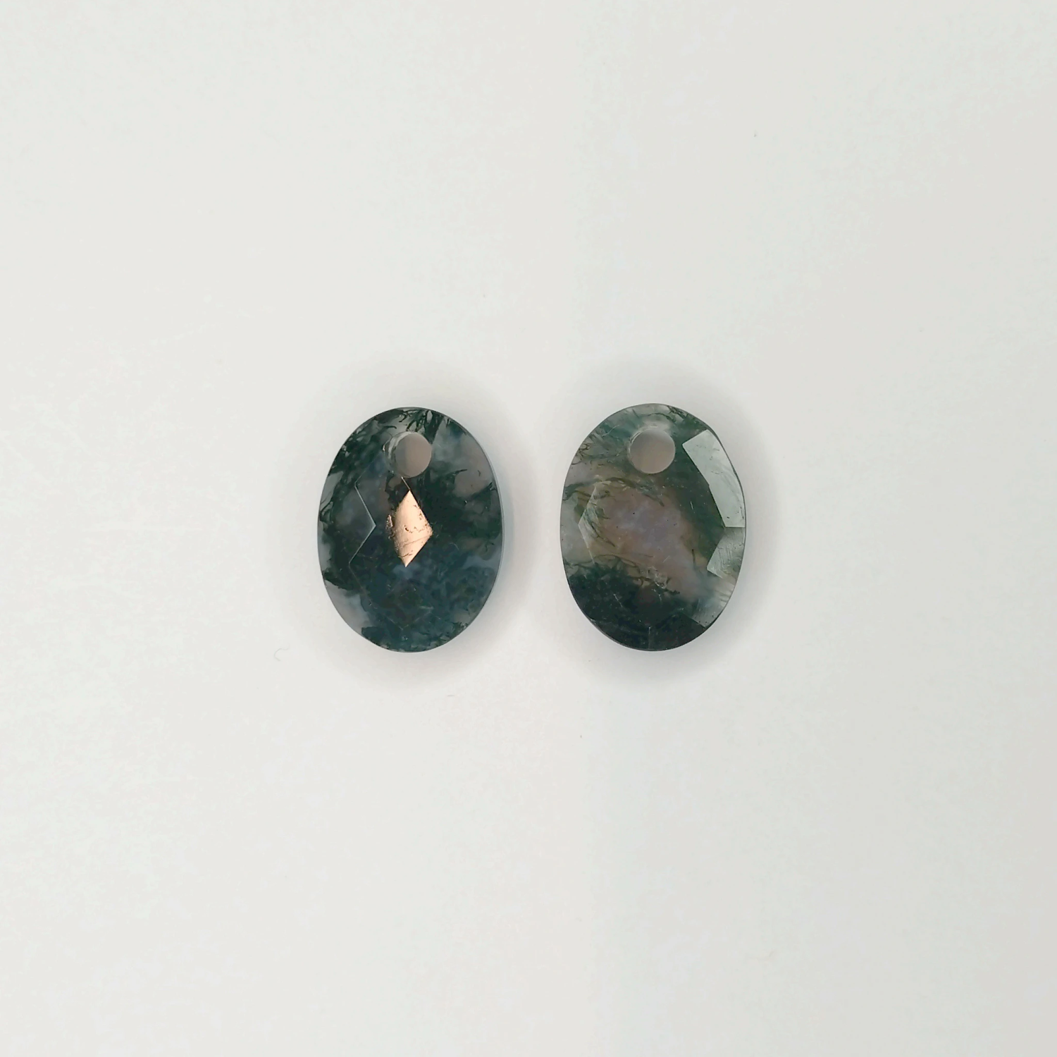 Earstones | Medium Oval - Moss Agate