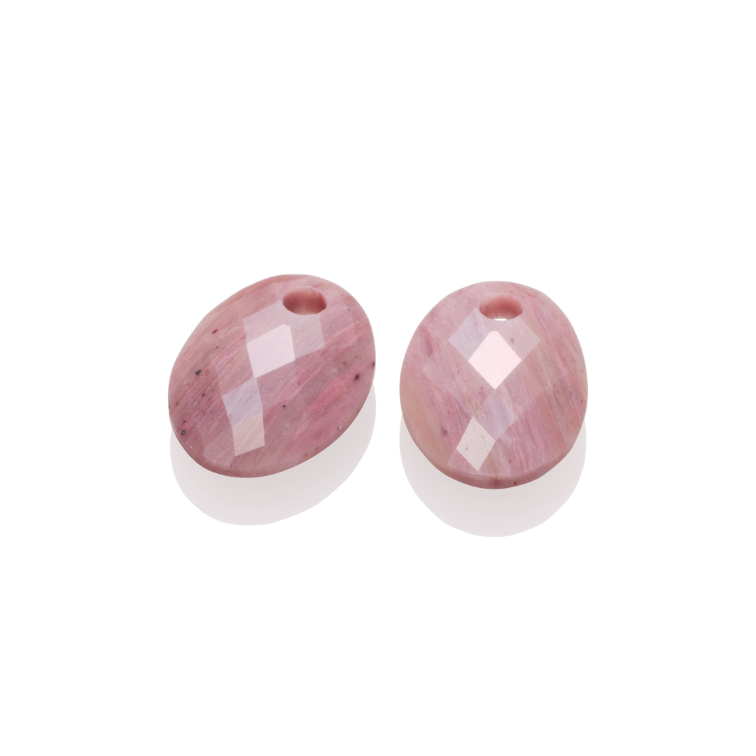 Earstones | Medium Oval - Pink Rhodonite