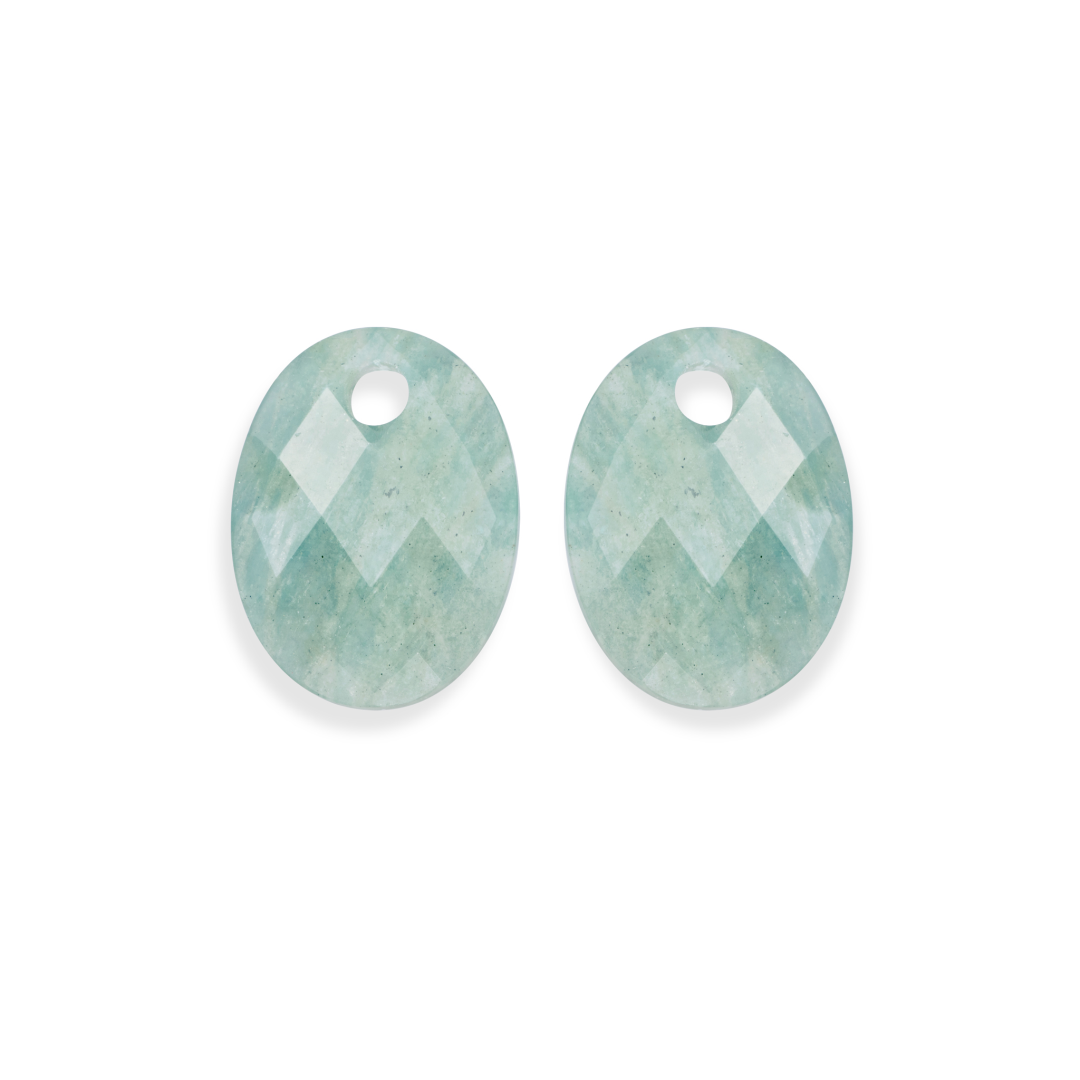 Earstones | Medium Oval - Rich Green Amazonite