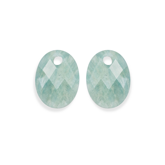 Earstones | Medium Oval - Rich Green Amazonite