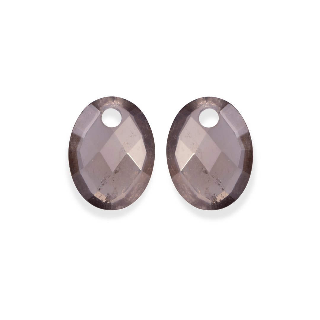 Earstones | Medium Oval - Smoky Quartz