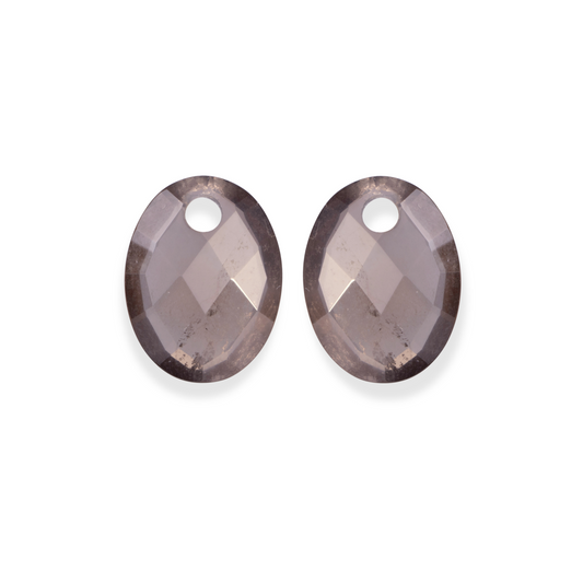 Earstones | Medium Oval - Smoky Quartz