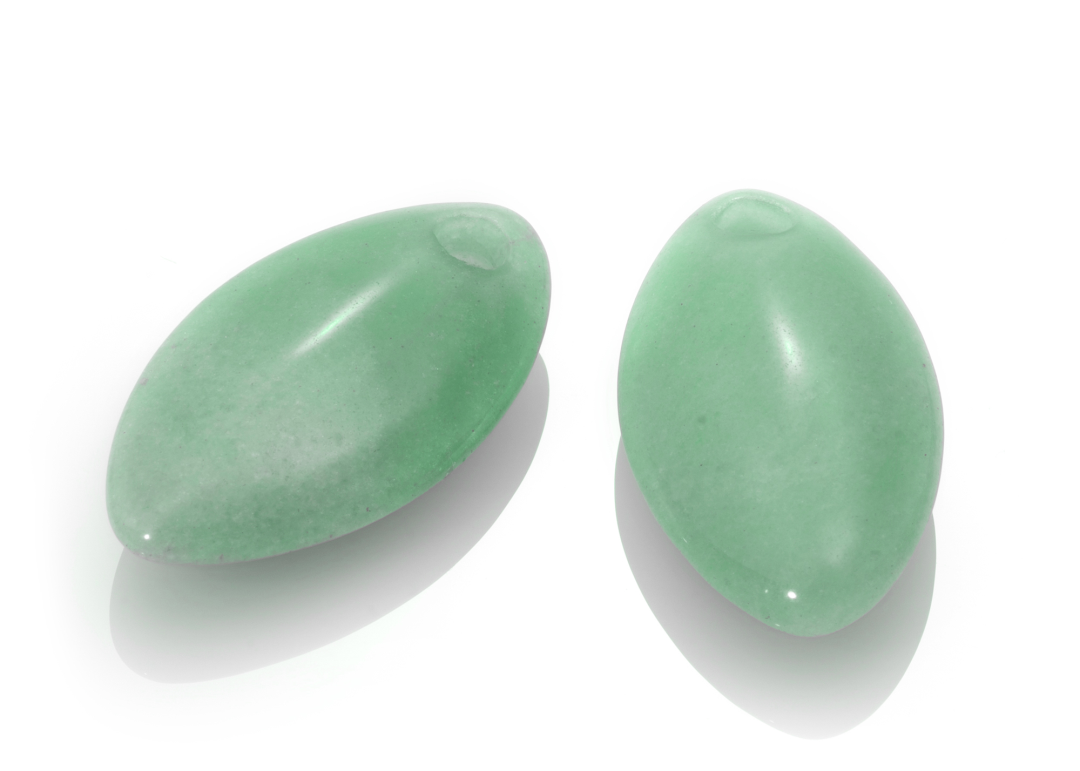 Earstones - Polished Green Aventurine Earleaf - small