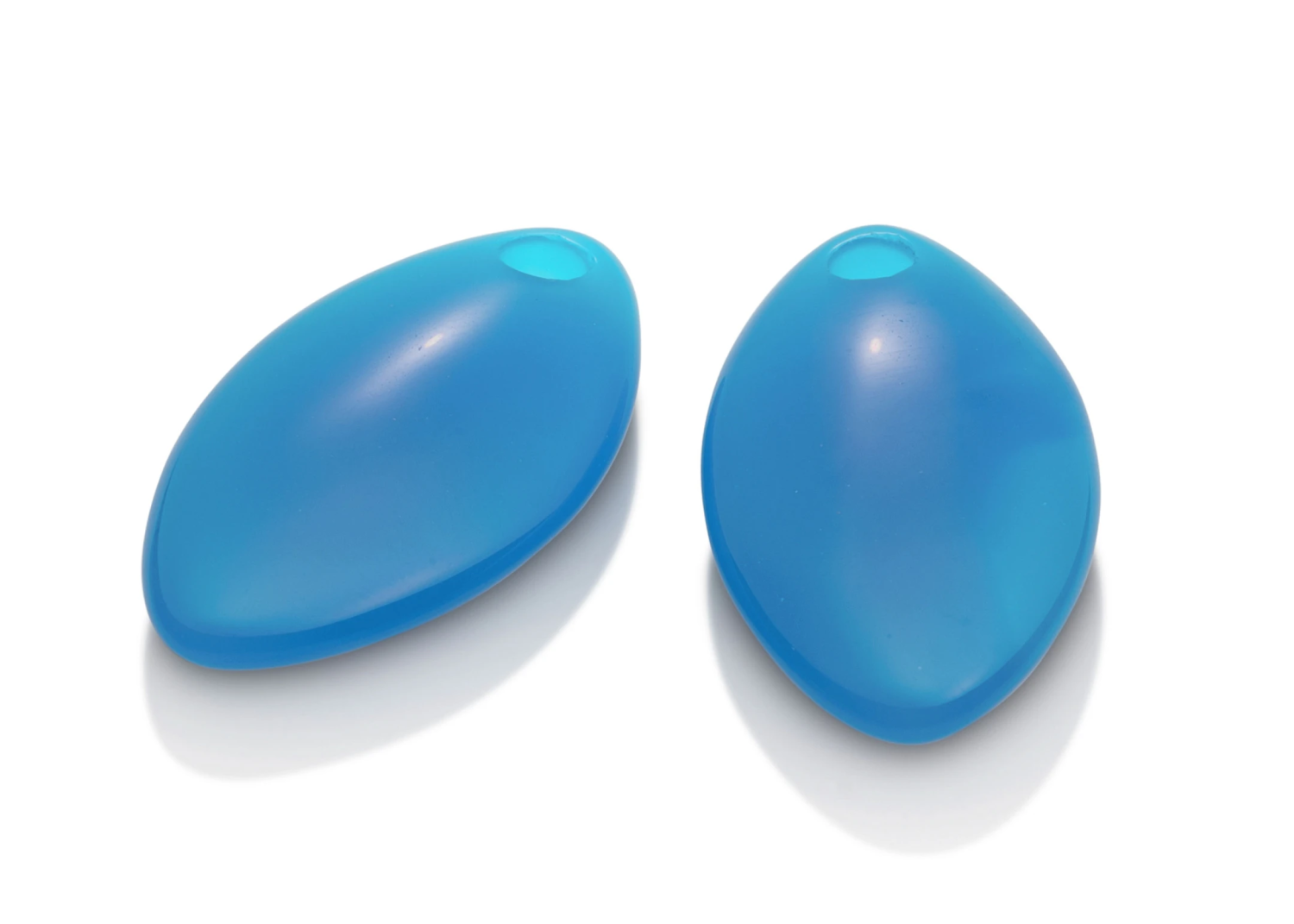 Earstones - Polished Leaf Blue Agate Earleaf - medium