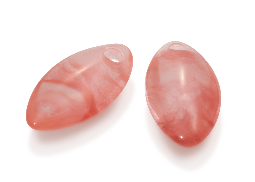 Earstones - Polished Leaf Cherry Quartz Earleaf - medium