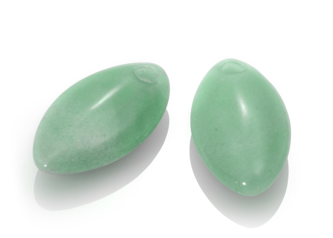 Earstones - Polished Leaf Green Aventurine Earleaf - medium
