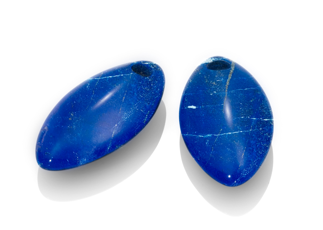 Earstones - Polished Leaf Lapis Lazuli Earleaf - medium