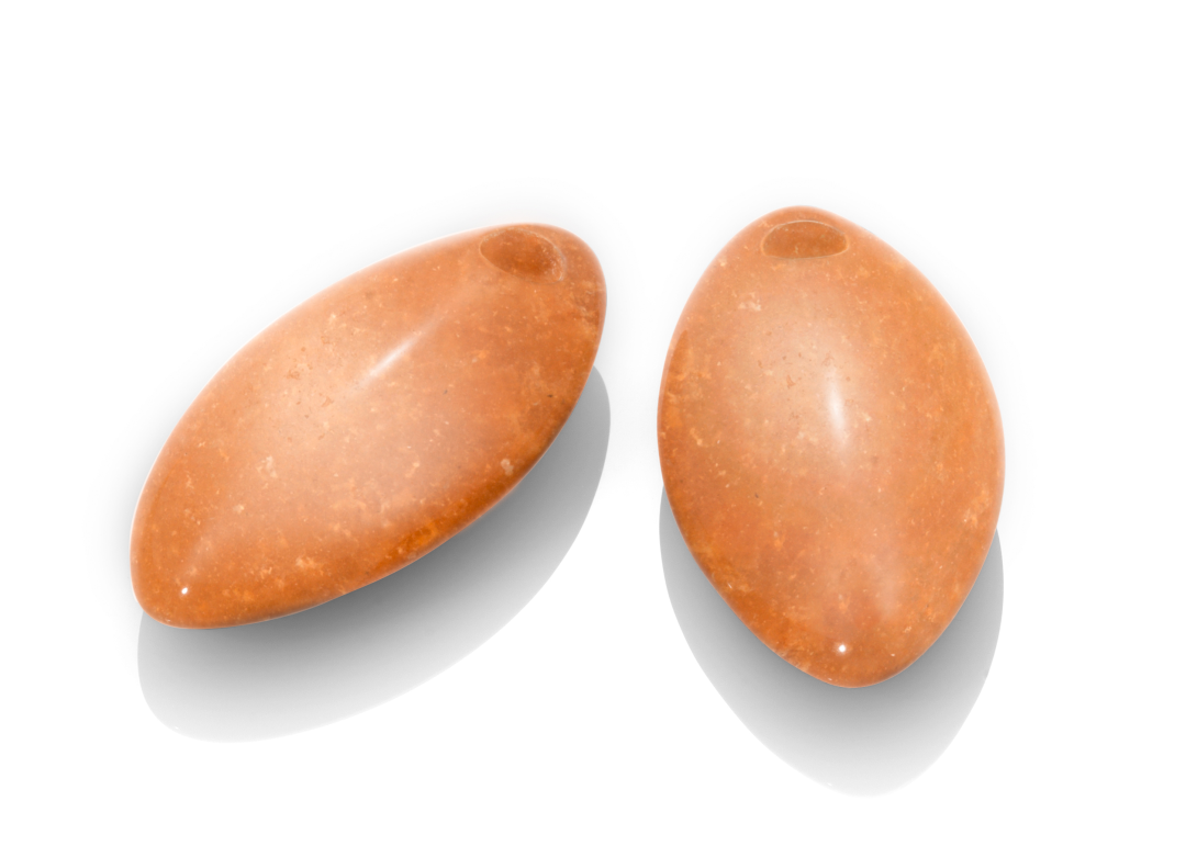 Earstones - Polished Leaf Red Aventurine Earleaf - medium