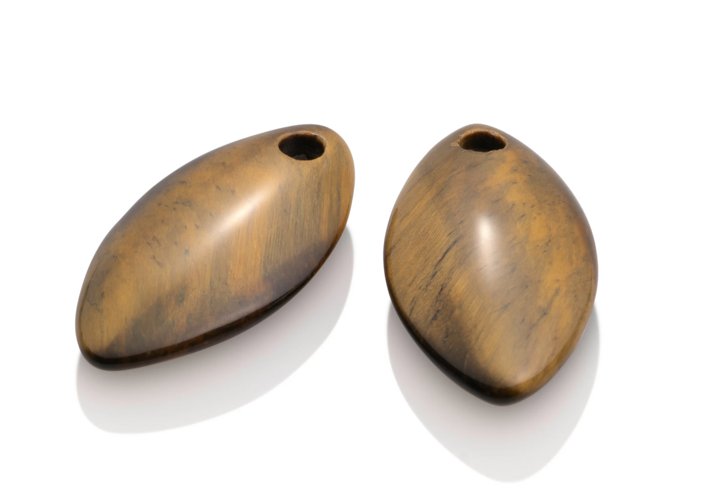 Earstones - Polished Leaf Tiger Eye Earleaf - medium