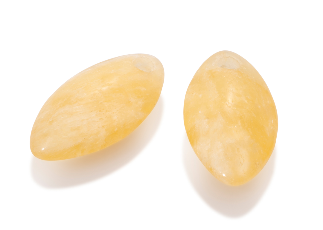 Earstones - Polished Yellow Jade Earleaf - small