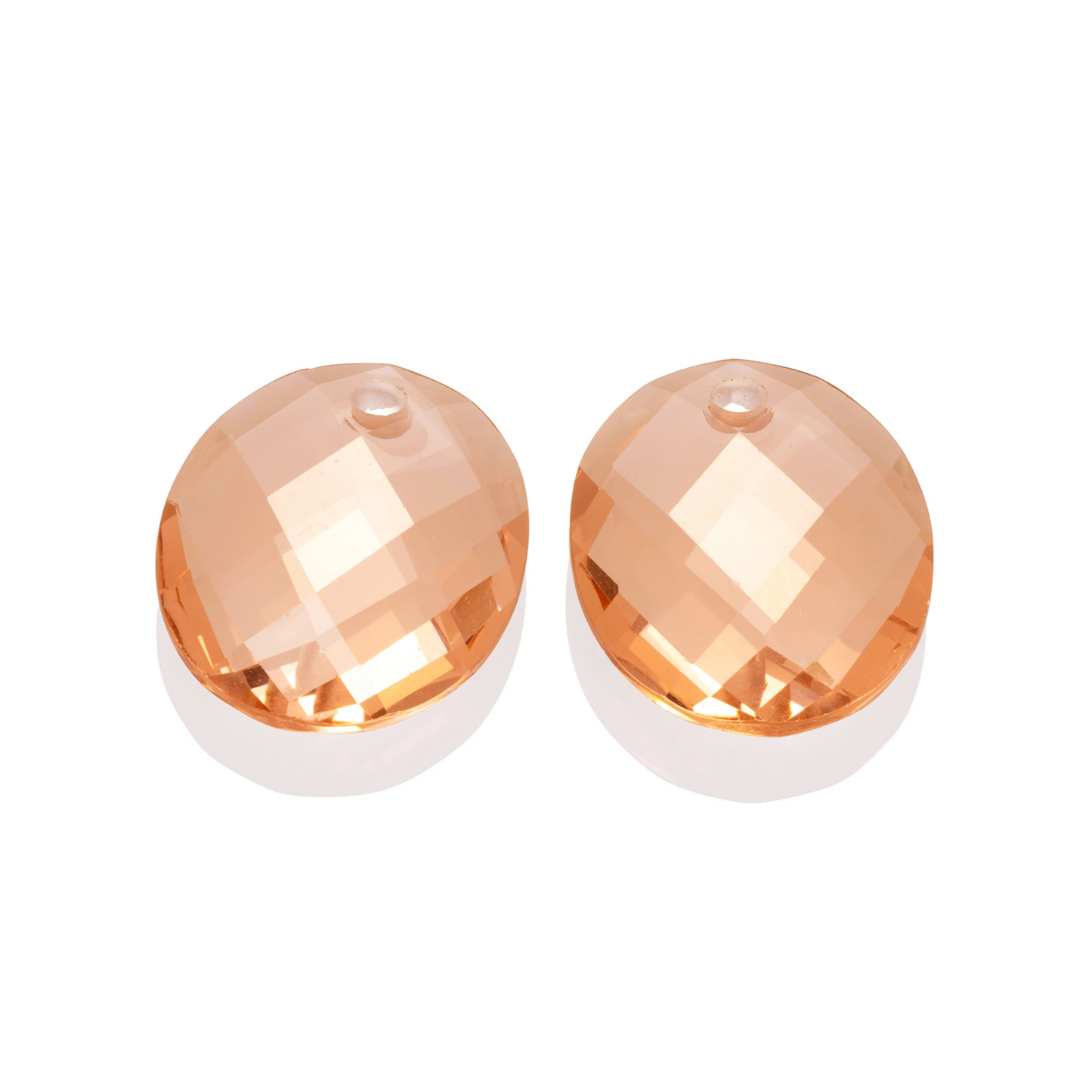 Earstones | Round Oval - Champagne Quartz