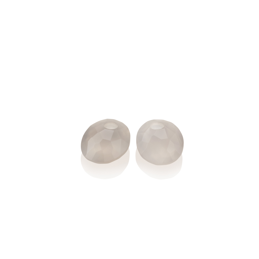 Earstones | Small Oval - Facet Grey Agate