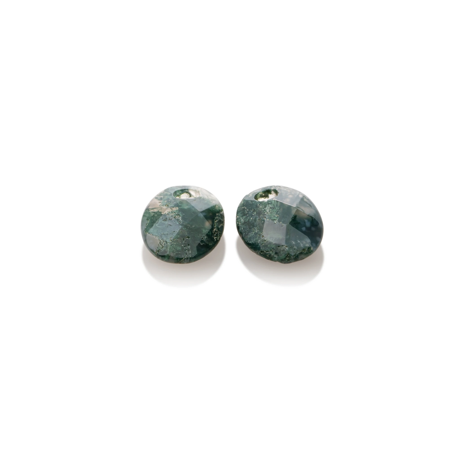 Earstones | Small Oval - Facet Moss Agate