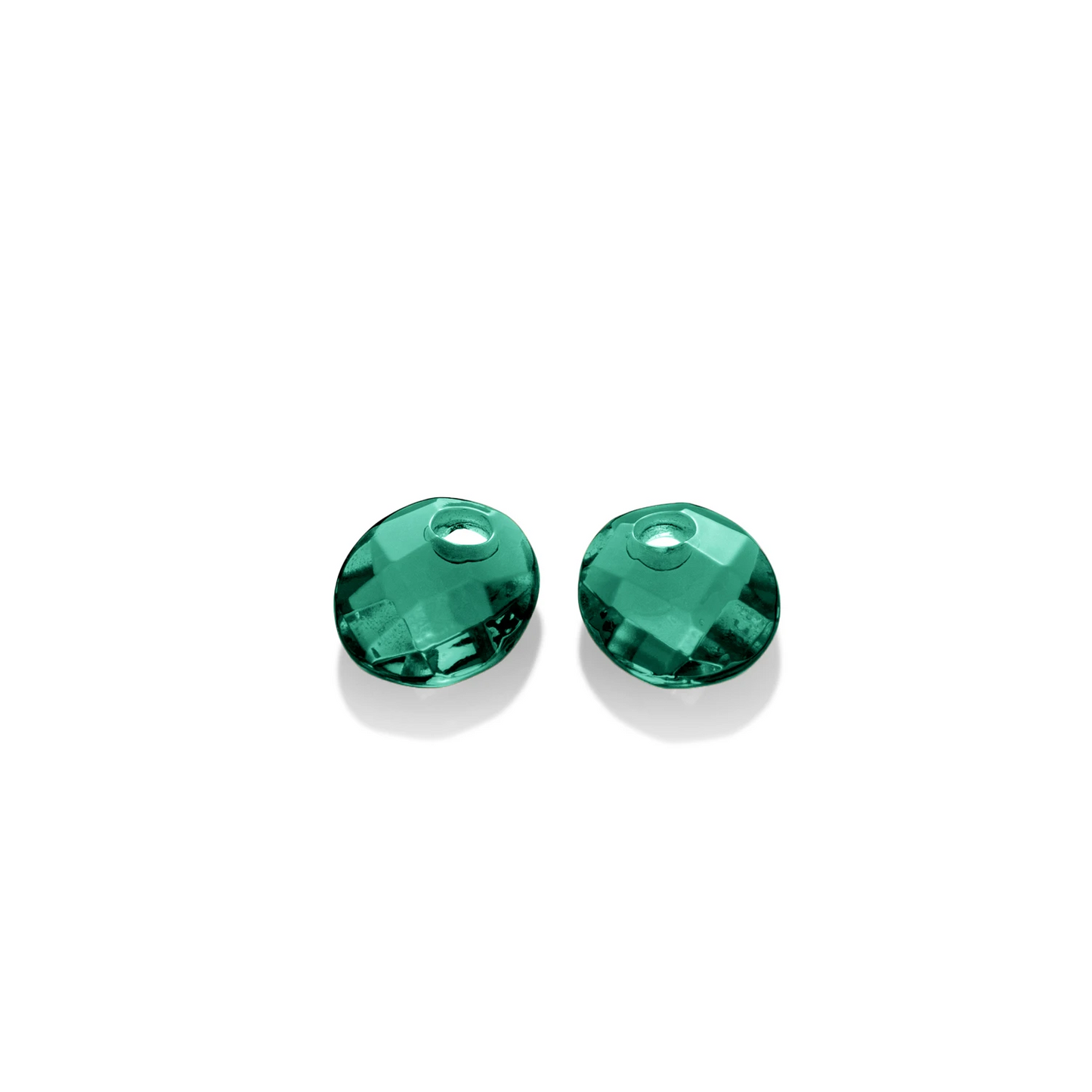 Earstones | Small Oval - Facet Petrol Green Quartz