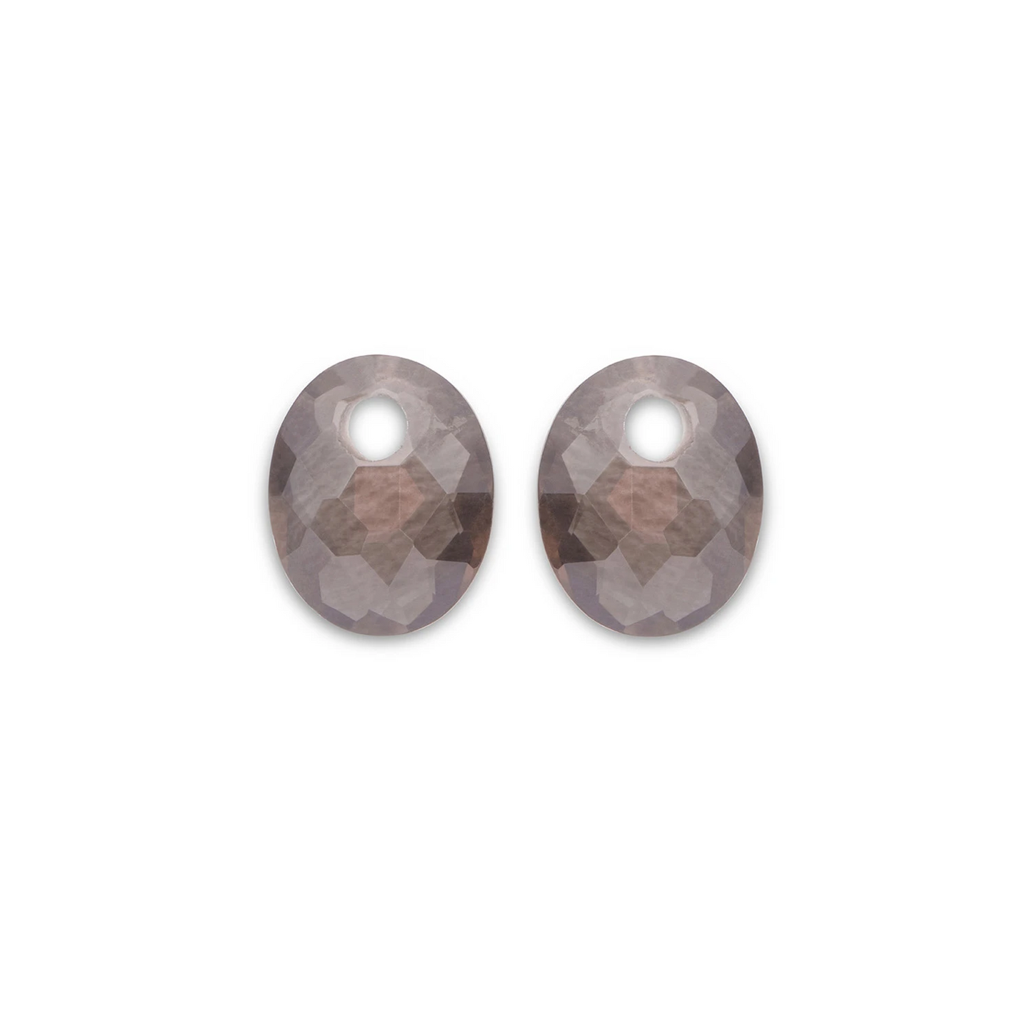 Earstones | Small Oval - Facet Smoky Quartz
