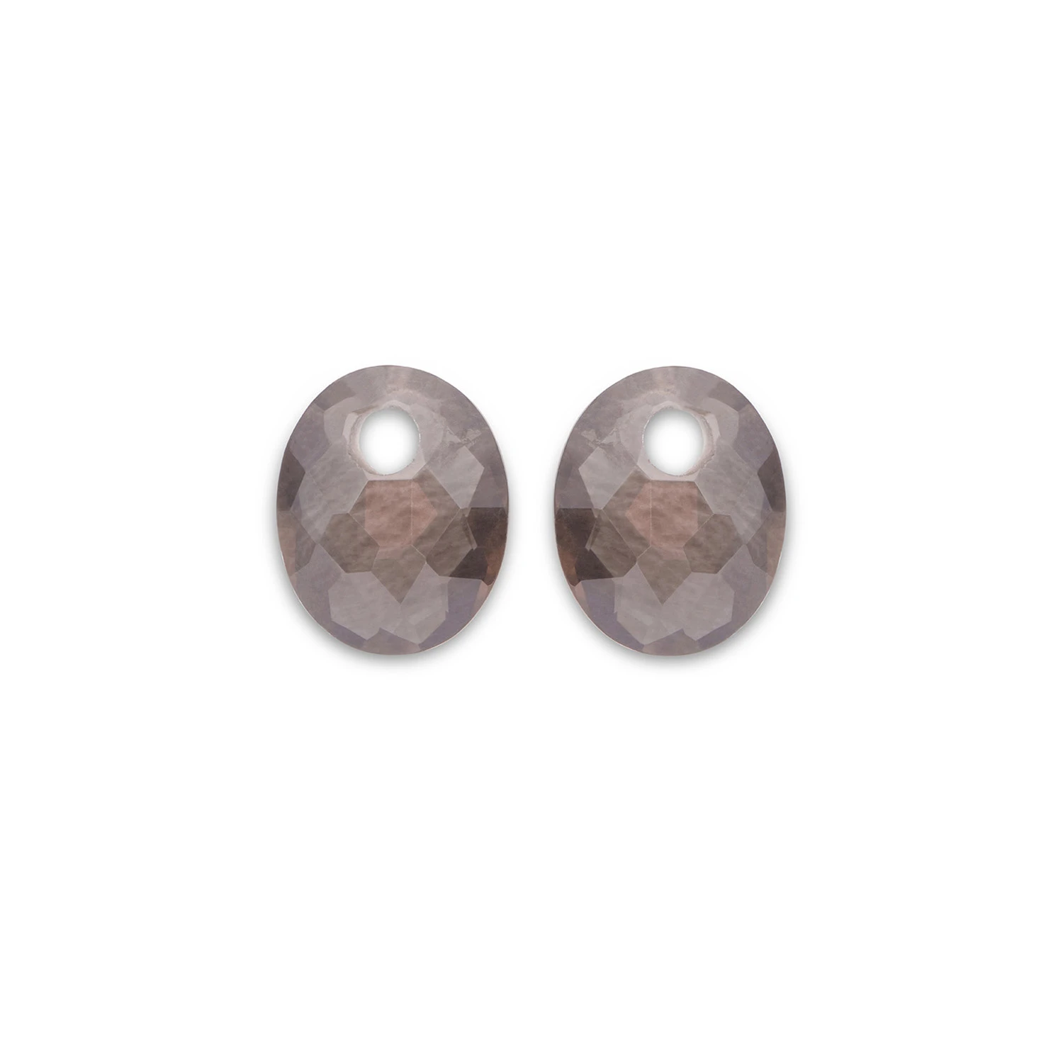 Earstones | Small Oval - Facet Smoky Quartz