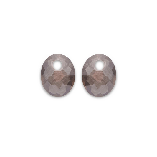 Earstones | Small Oval - Facet Smoky Quartz