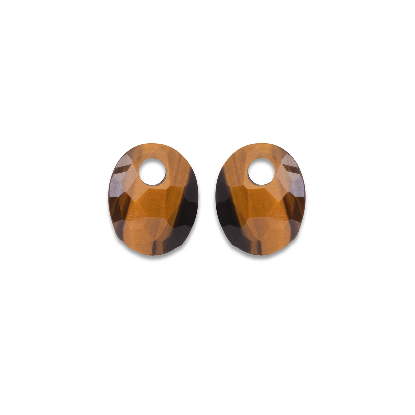Earstones | Small Oval - Facet Tiger Eye