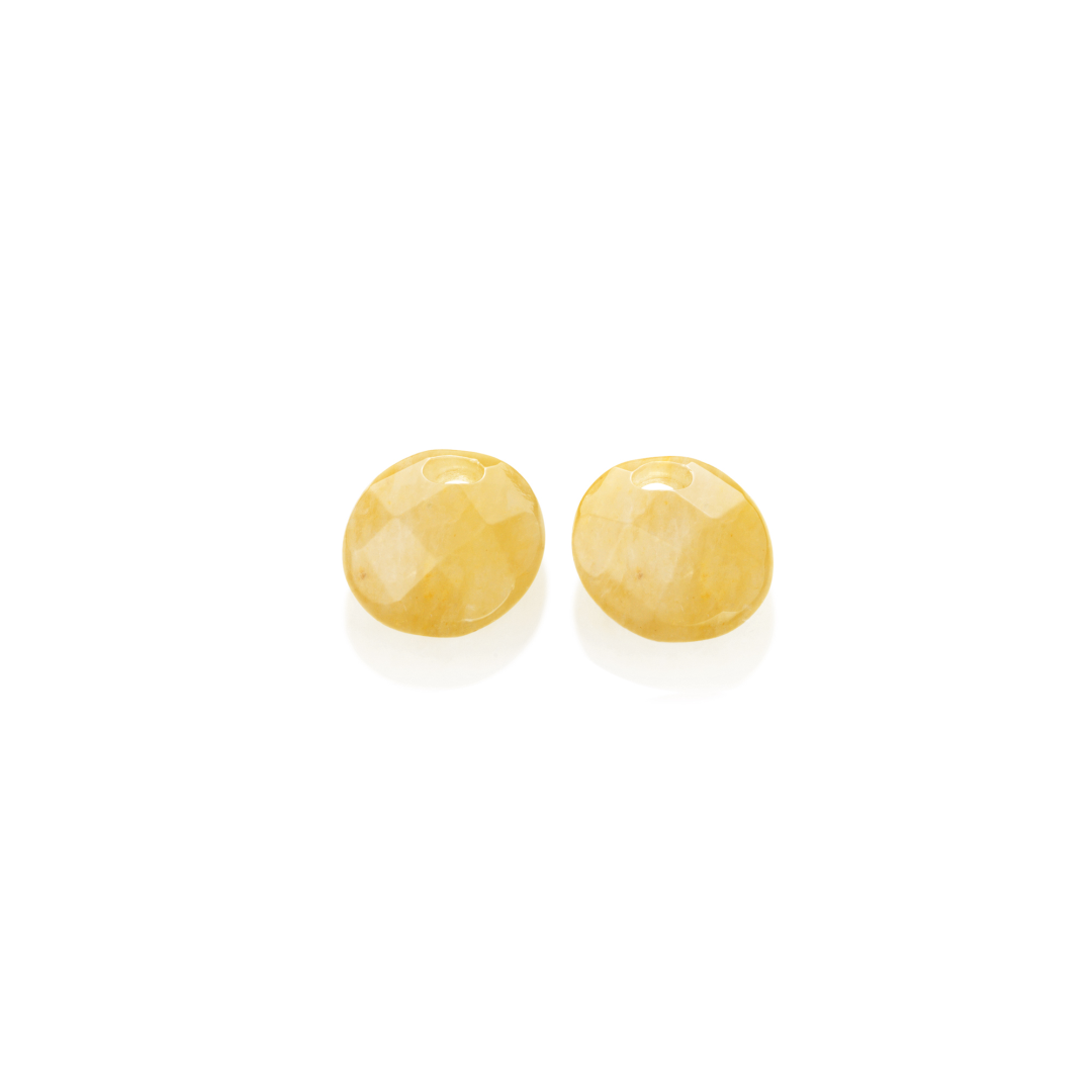 Earstones | Small Oval - Facet Yellow Jade