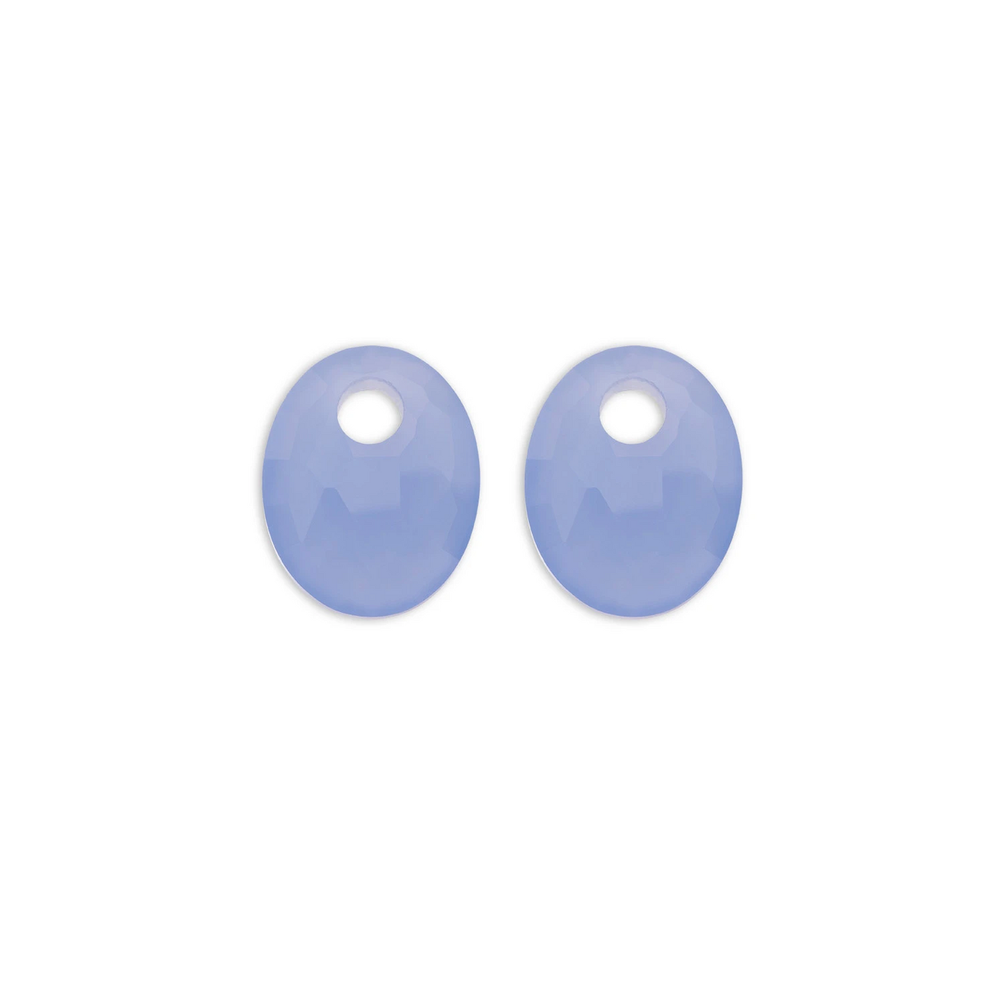 Earstones | Small Oval - Milky Blue Jade