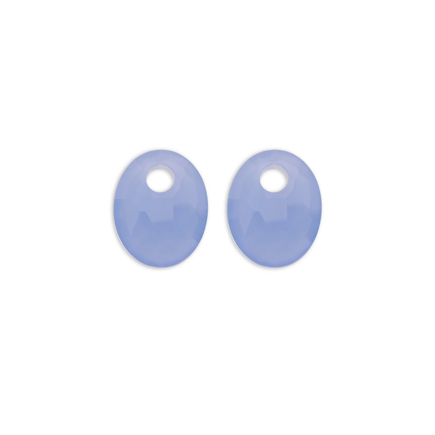 Earstones | Small Oval - Milky Blue Jade