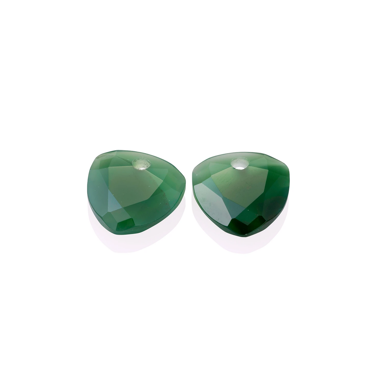 Earstones | Trillion Cut - Green Onyx