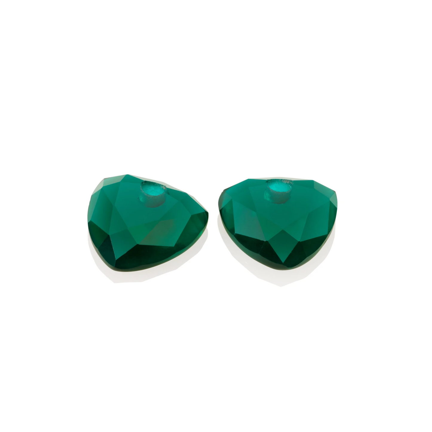 Earstones | Trillion Cut - Petrol Green Quartz