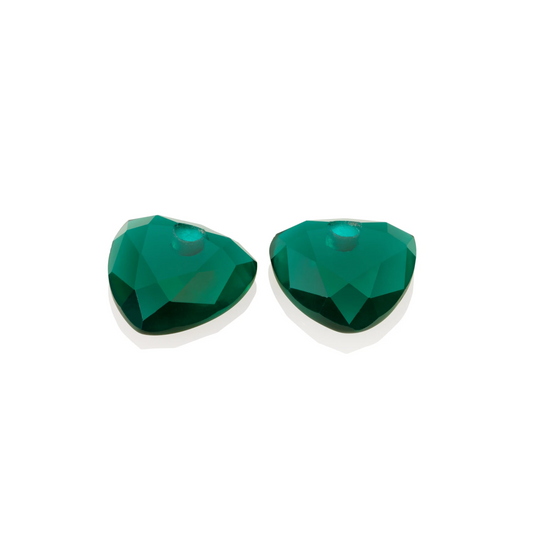 Earstones | Trillion Cut - Petrol Green Quartz
