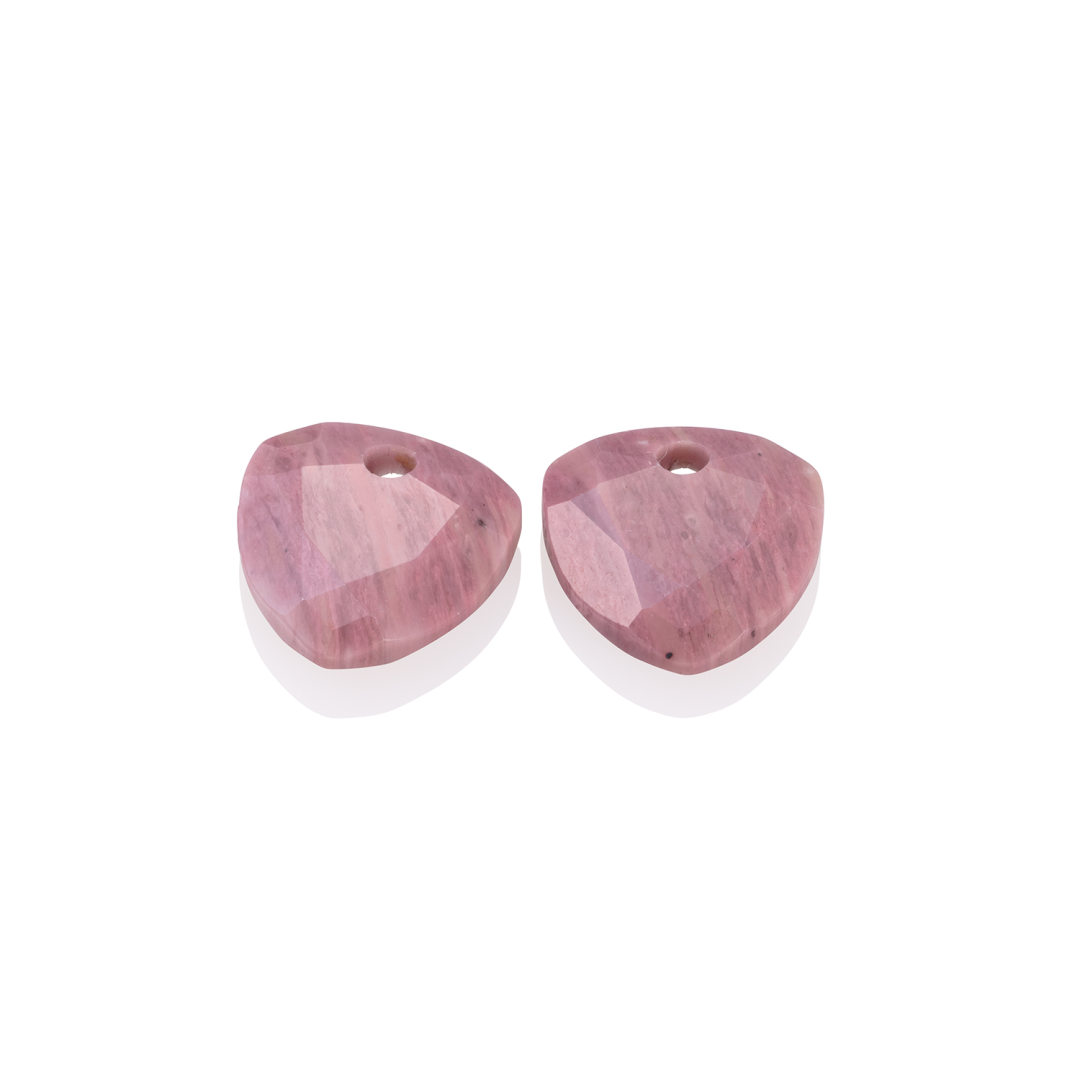 Earstones | Trillion Cut - Pink Rhodonite