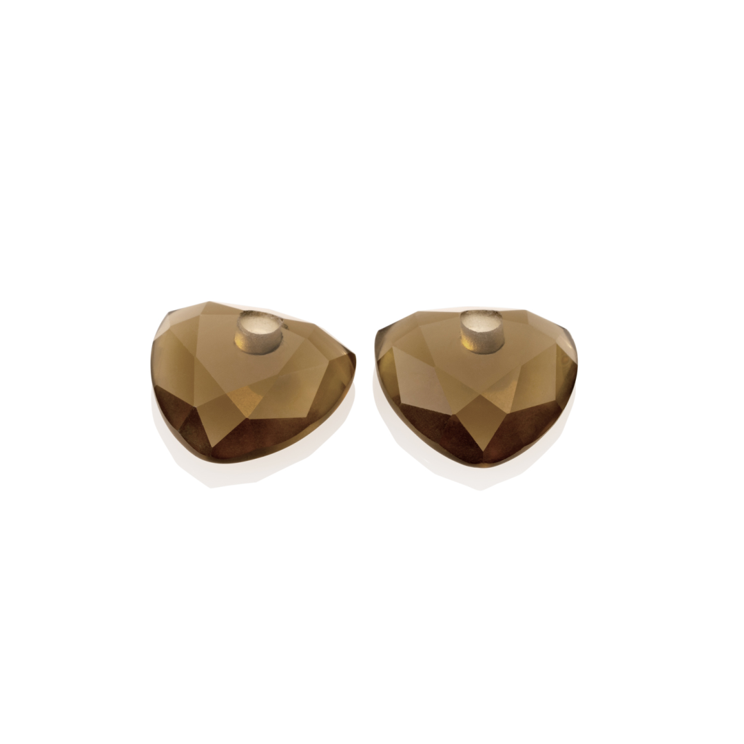 Earstones | Trillion Cut -  Smoky Quartz
