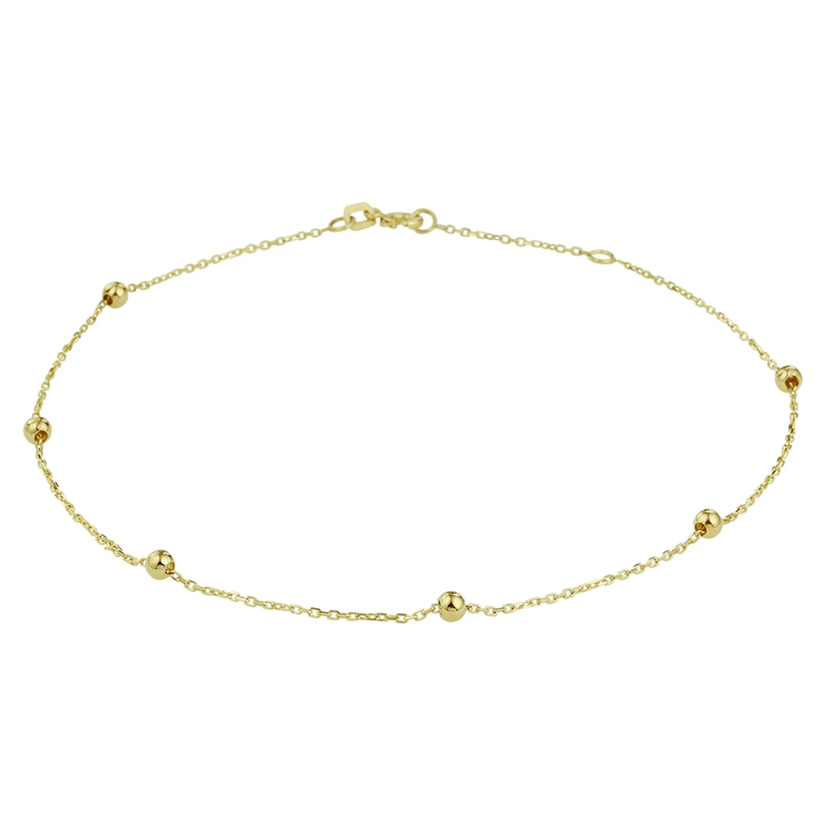 enkelbandje bolletjes 1,0 mm 14K geelgoud