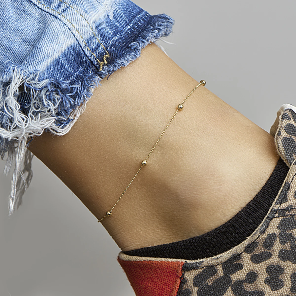 enkelbandje bolletjes 1,0 mm 14K geelgoud