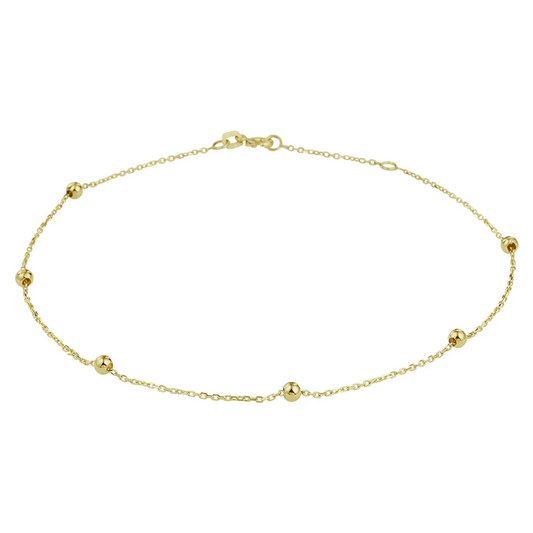 enkelbandje bolletjes 1,0 mm 24 - 26 cm 14K geelgoud