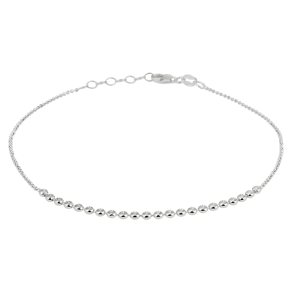 enkelbandje gediamanteerd 1,2 mm 24 + 2 cm zilver gerhodineerd