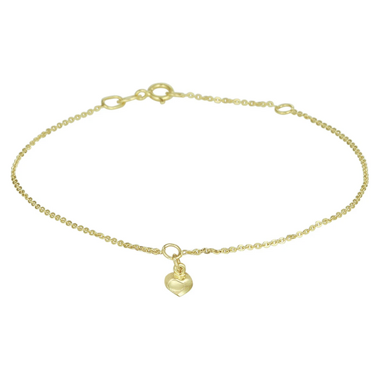enkelbandje hart 1,0 mm 24 - 26 cm 14K geelgoud
