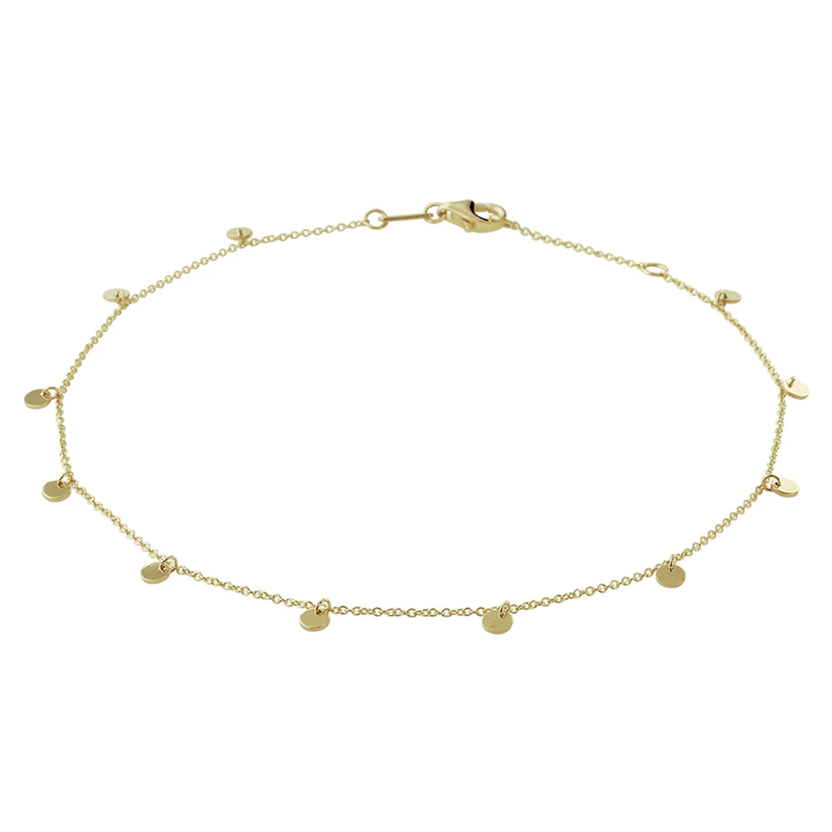 enkelbandje rondjes 1,0 mm 24 - 26 cm 14K geelgoud