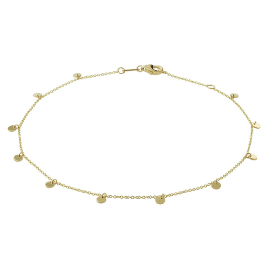enkelbandje rondjes 1,0 mm 24 - 26 cm 14K geelgoud