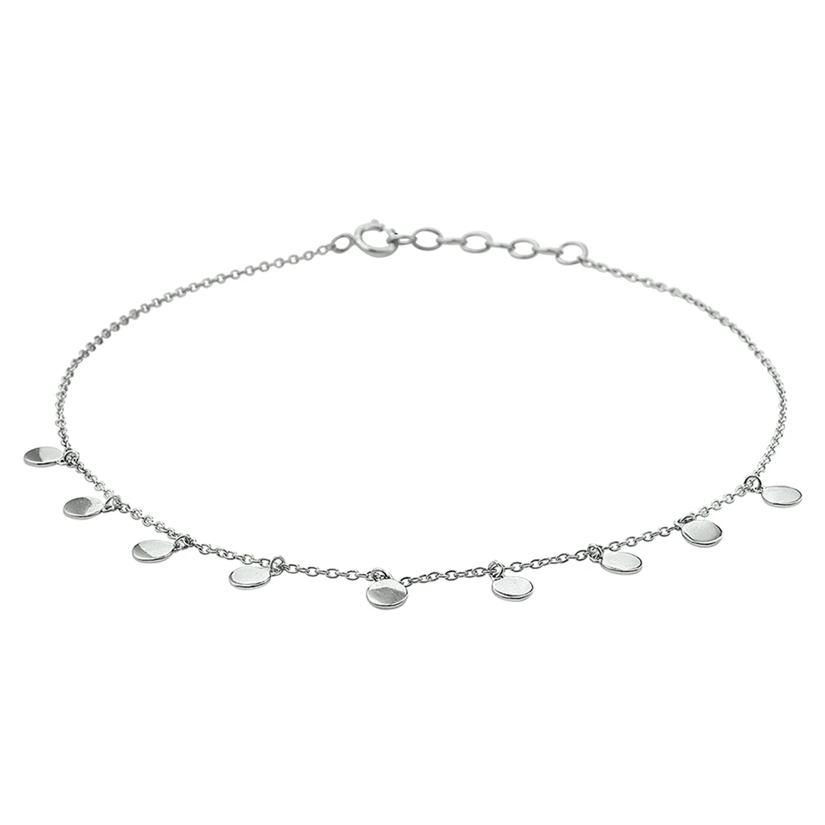 enkelbandje rondjes 24 + 2 cm zilver gerhodineerd