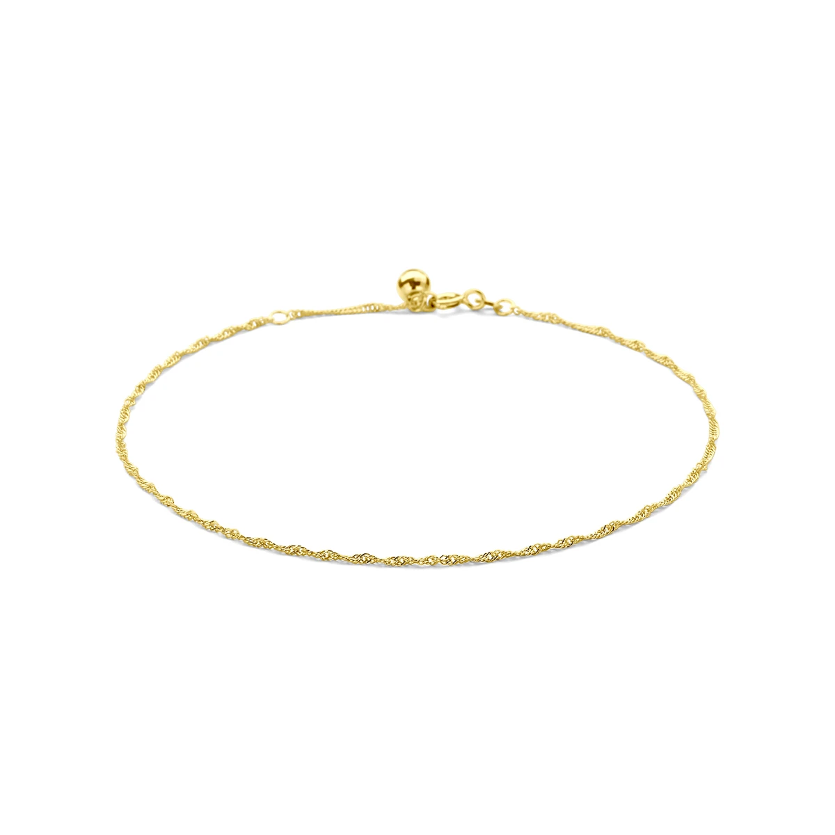 enkelbandje singapore 1,4 mm 24 - 26 cm 14K geelgoud