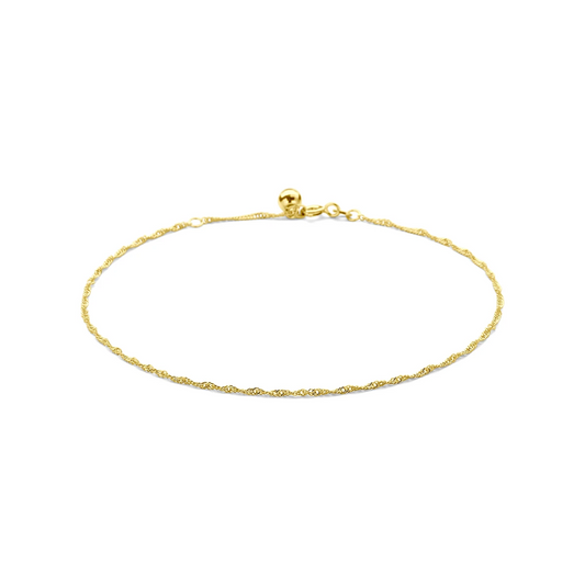 enkelbandje singapore 1,4 mm 24 - 26 cm 14K geelgoud