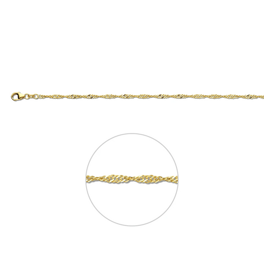enkelbandje singapore 2,3 mm 24 - 26 cm 14K geelgoud