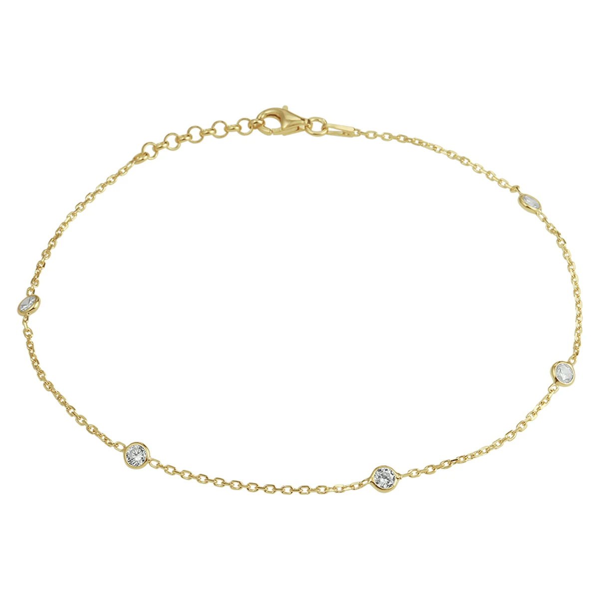 enkelbandje zirkonia 24 + 2 cm 3 micron zilver verguld (geel)