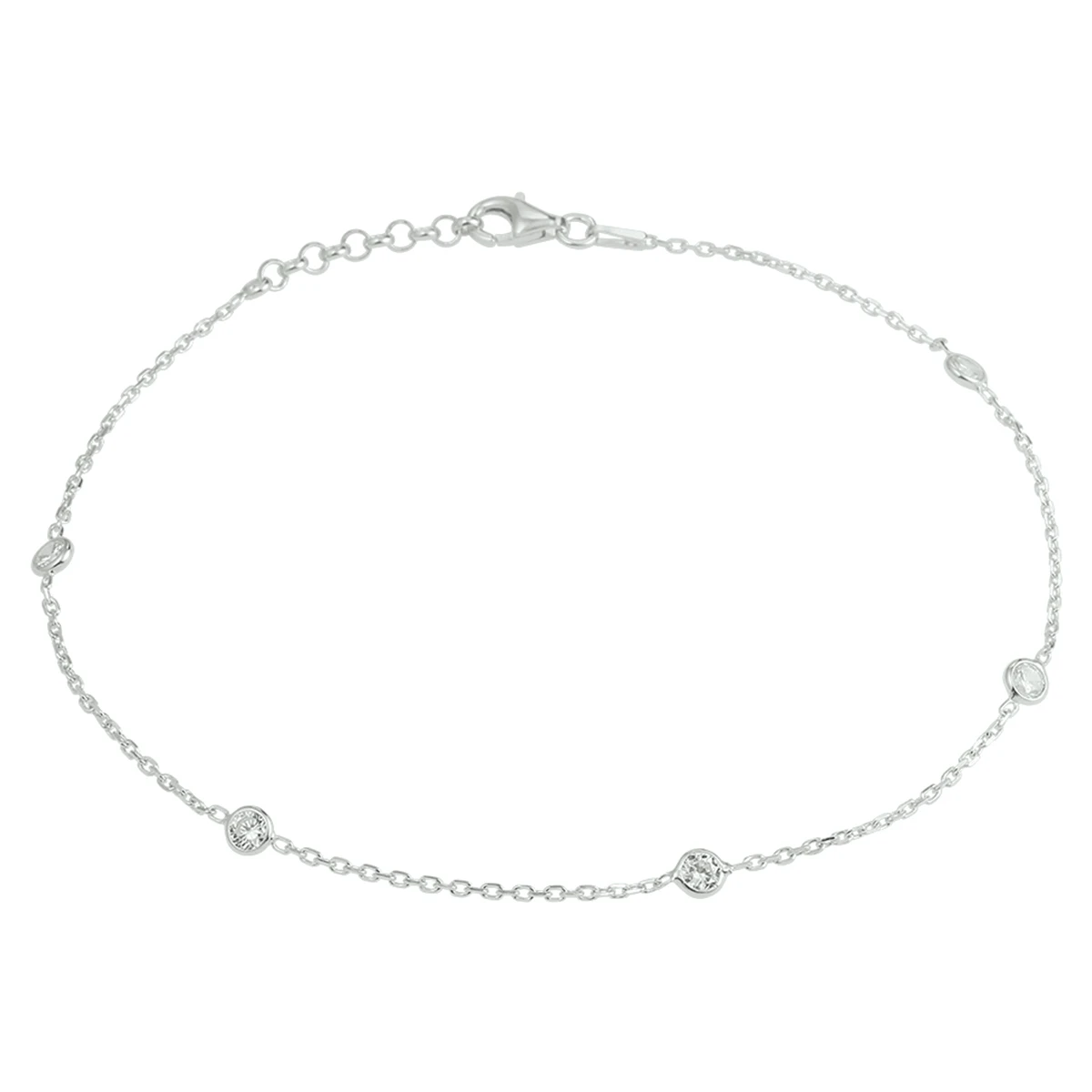 enkelbandje zirkonia 24 + 2 cm zilver gerhodineerd