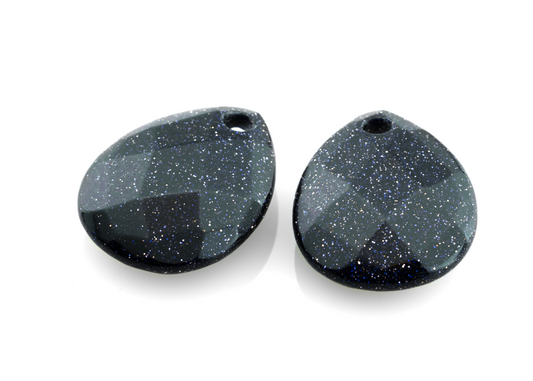 Facet Eardrop - Goldstone Blue