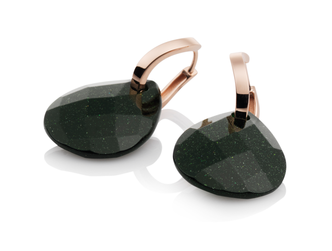Facet Eardrop - Goldstone Green