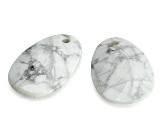 Facet Large Oval Drop - Howlite